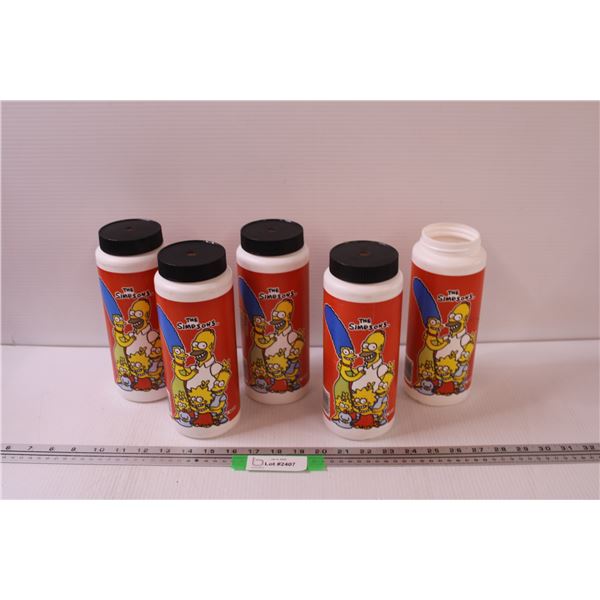 (5) Simpsons Retro Water Bottles (One Missing Lid)