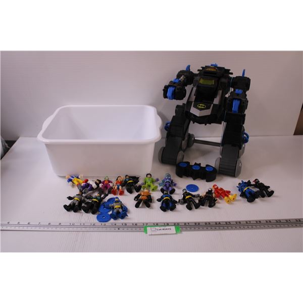 Batman Transforming Vehicle & Batman Figurines in Storage Container