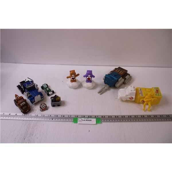 Toys Lot: Care Bears, Tow Mater, Ghostbusters, Minecraft Hot Wheels, Misc.