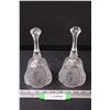 Image 1 : (2) Glass Etched Floral Bells - 8" Tall