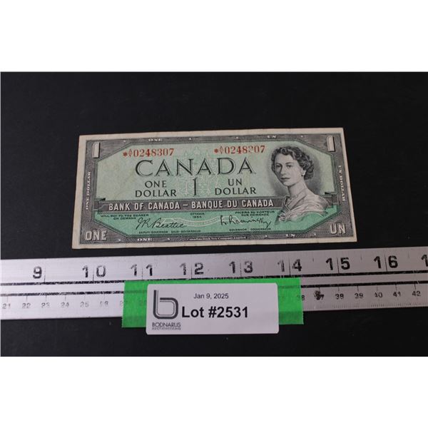 Canadian One Dollar Bill - 1954