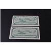 Image 3 : (2) Canadian One Dollar Bill - 1954