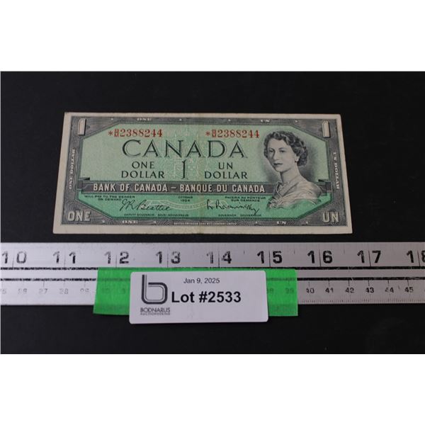 Canadian One Dollar Bill - 1954