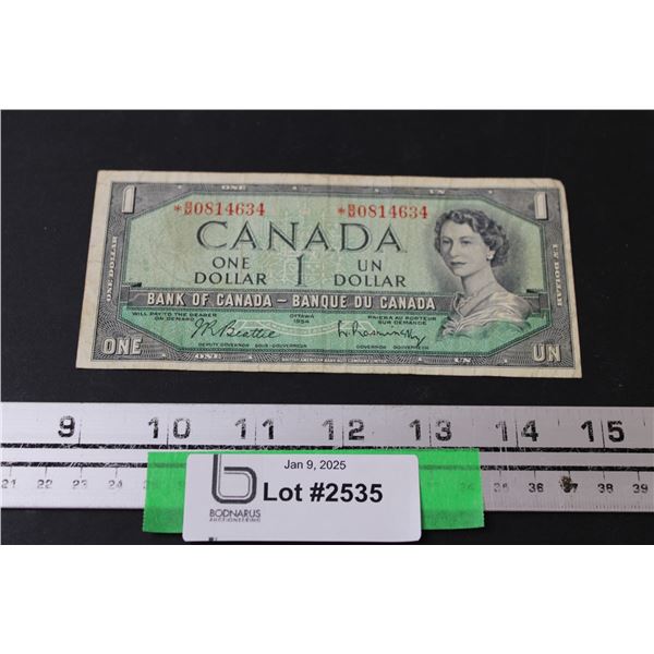 Canadian One Dollar Bill - 1954