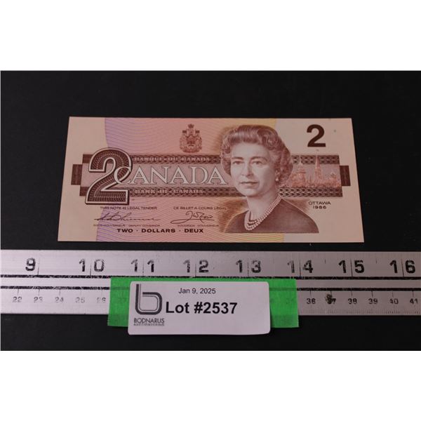 Canadian Two Dollar Bill - 1986