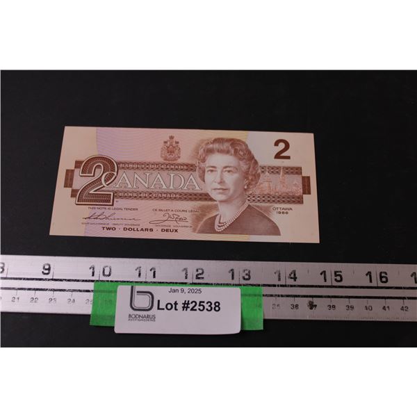 Canadian Two Dollar Bill - 1986