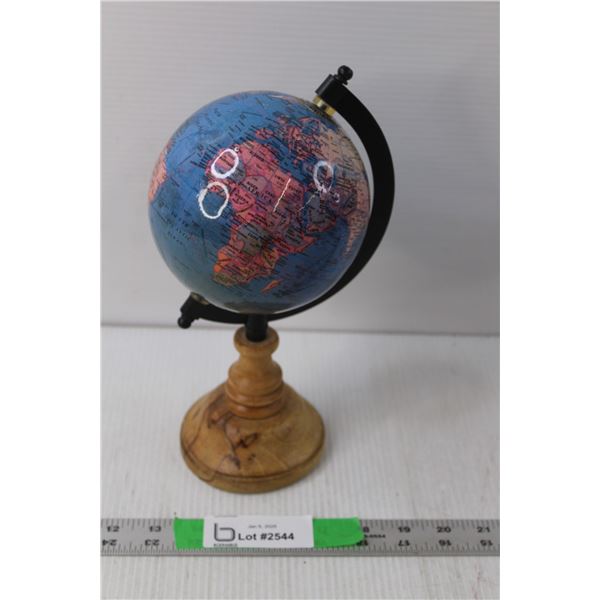 Miniature Globe with Wood Base 11" Tall x 6" Wide