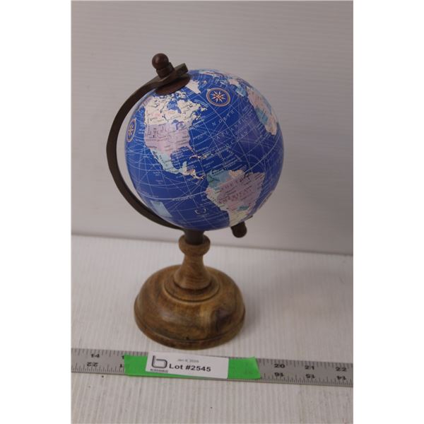 Miniature Globe with Wood Base 10" Tall x 6" Wide
