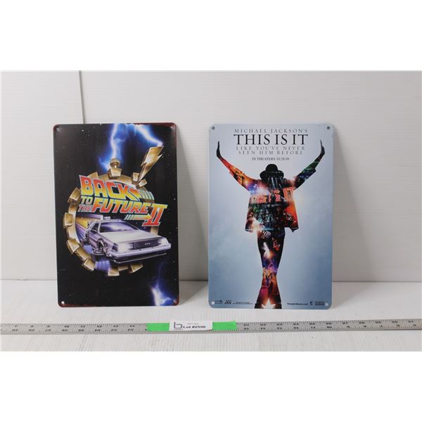 Michael Jackson This Is It & Back to the Future Part II Metal Signs 12" x 8"