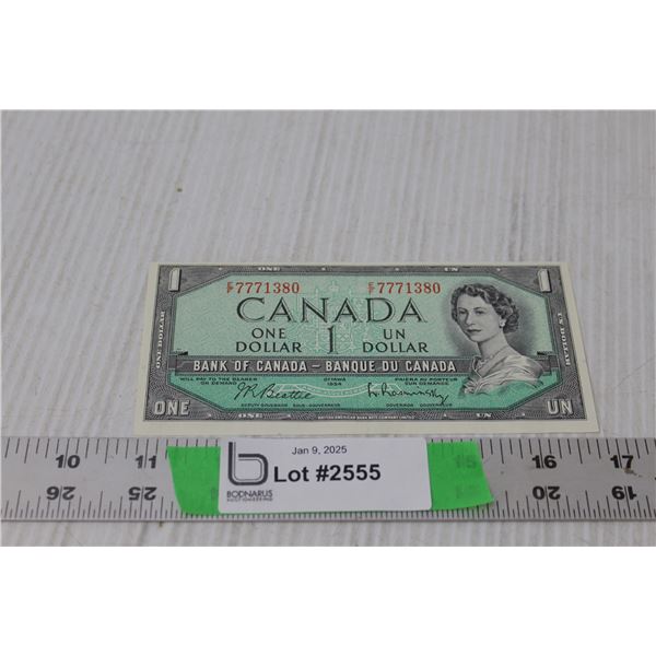 Canadian One Dollar Bill- 1954