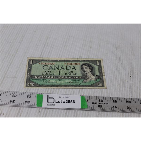 Canadian One Dollar Bill- 1954