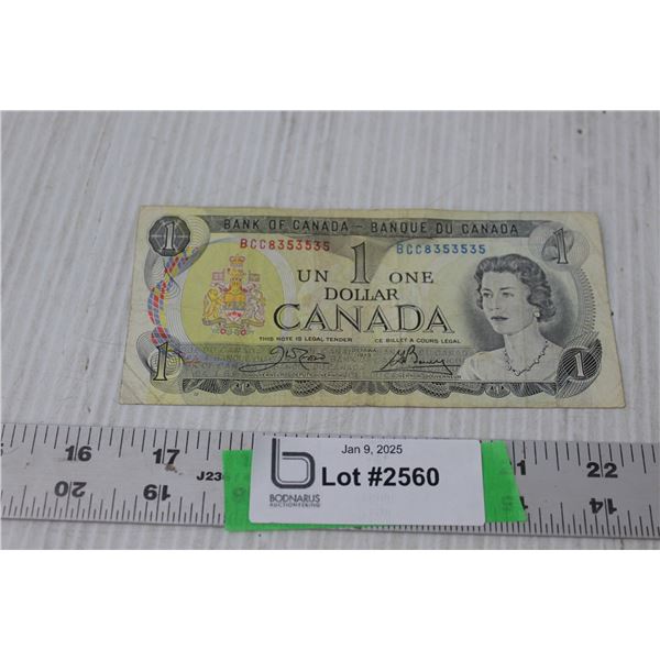 Canadian One Dollar Bill- 1973