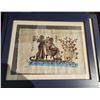 Image 1 : 805 -- WOODEN WINE RACK, EGYPTYIAN CLOTH FRAMES, AND GLASS TRAY WITH WOODEN FRAME