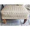 Image 3 : 806 -- CREAM STRIPED WING BACK CHAIR AND MATCHING FOOT STOOL