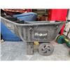 Image 1 : 813 -- PLASTIC WHEEL BARROW, AND PLASTIC 20L GARBAGE BIN