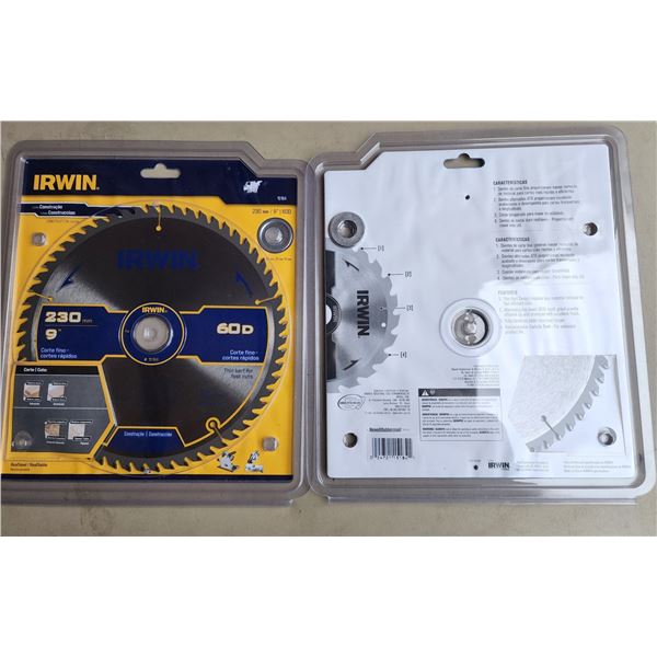 838 -- TWO 9" IRWIN WOOD SAW BLADES