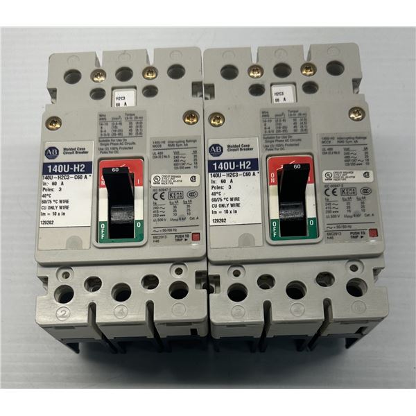 (2) Allen Bradley #140U-H2C3-C60 Circuit Breakers