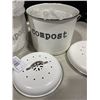 Image 2 : 2 BRAND NEW WHITE METAL 2PC COMPOST BINS WITH LIDS