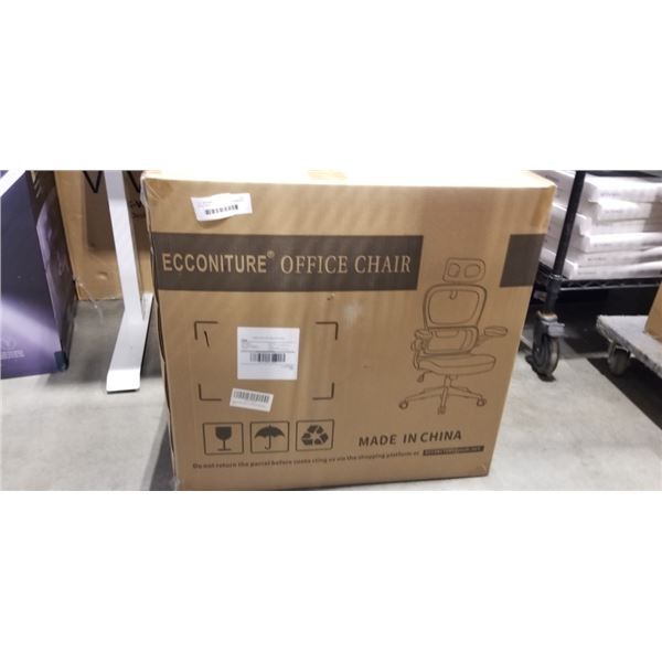 BRAND NEW ECCONITURE MODERN WHITE/ GREY HIGH BACK MESH EXECUTIVE OFFICE ARMCHAIR, RETAIL $349