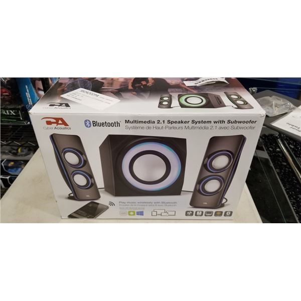 CYBER ACOUSTICS BLUETOOTH MULTIMEDIA 2.1 SPEAKER SYSTEM WITH SUBWOOFER