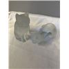 Image 1 : PAIR OF GENUINE LALIQUE CRYSTAL CATS, SITTING AND CROUCHING, NO CHIPS OR CRACKS, VERY GOOD CONDITION