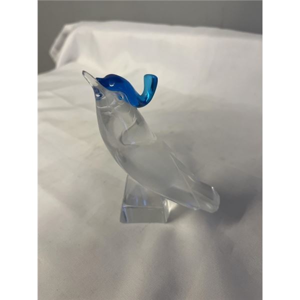 LALIQUE CRYSTAL TWO TONE BIRD FIGURE, NO CHIPS OR CRACKS, GOOD CONDITION, GENUINE LALIQUE SIGNED