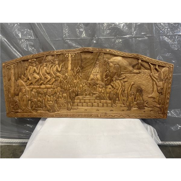 BARIS SYLVESTER RARE ORIGINAL STORY BOARD, WOOD CARVING 'NGIRAMARIAR' WITH DOCUMENTATION ON REAR, GO