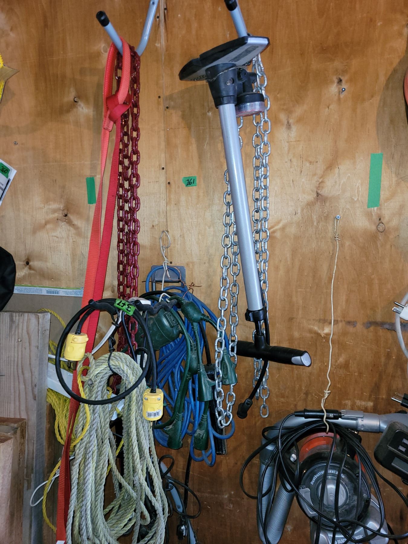 Chain Rope For Pump Wall With Contents, Chains, Ropes, Bike Tire Pump, Power Cords