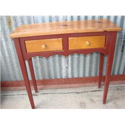 Painted pine table w/2 drawers