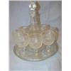 Image 1 : Clear Sandwich glass decanter, tray, 8 goblets