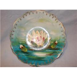 Prussia hand painted bowl w/lotus floral