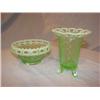 Image 1 : Vaseline glass-basket weave pattern-2 pcs.