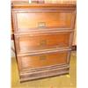 Image 1 : Tiger Oak 3 stack lawyer bookcases, orig. tags