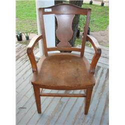 Tiger oak chair, orig. Newton-Holt Co. label