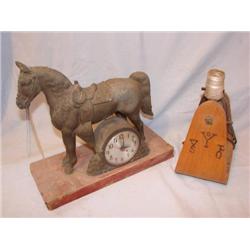 Brass horse clock & stirrup lamp base
