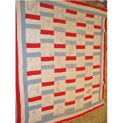 Handquilted & embroidered quilt, dated 1932