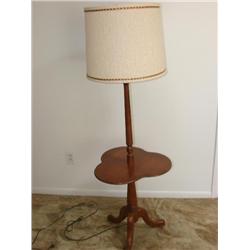 Floor lamp-wood table w/shade.
