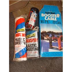 Bungies, Booster Cable, & Plastic Sheeting