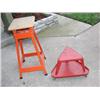 Image 1 : Metal workshop stool, and roll-about bench