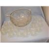 Image 1 : Fluted edge punch bowl, 18 cups, 2 ladels.