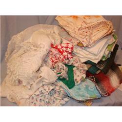 Vintage aprons, linens, fabrics, tablecloths.