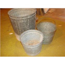 3 galvanized tubs/buckets