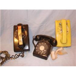 3 rotary dial phones w/cords