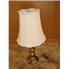 Image 1 : Brass lamp w/shade & crystal finial.