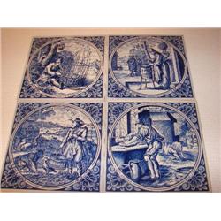 4 Delft handpainted tiles from Holland