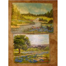 2 Texas Bluebonnet paintings by Austin artist