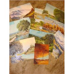 Oil on boards, all outdoor scenes, apprx. 10