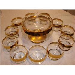 Gold rim shrimp cocktail serving set