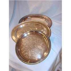 3 Silver serving trays