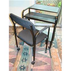 Metal computer desk & chair set.